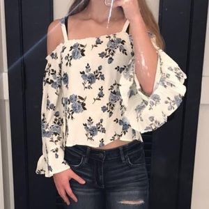 American Eagle Floral Blouse Off the Shoulder